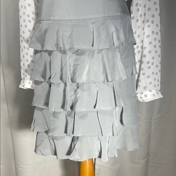 Talbots Gray Midi   💯 silk Skirt with Ruffled Tiers - Picture 2 of 3